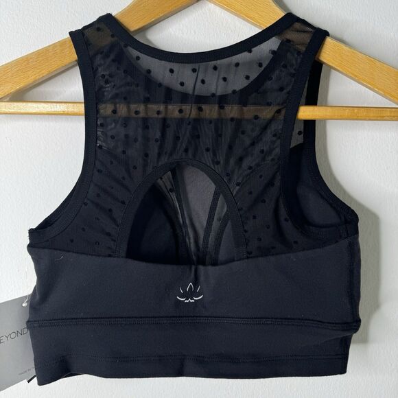 Beyond Yoga Polka Dot Mesh Converged Yoga Bralette Bra Black Sz Small NWT - Picture 3 of 10
